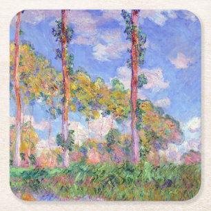 Dessous-de-verre Carré En Papier Peupliers au soleil, Monet
