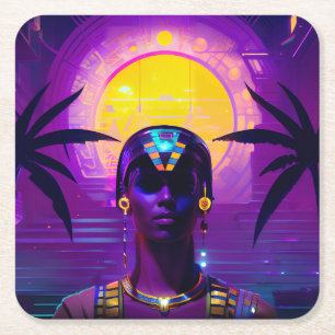 Dessous-de-verre Carré En Papier Pharaoh Synthwave