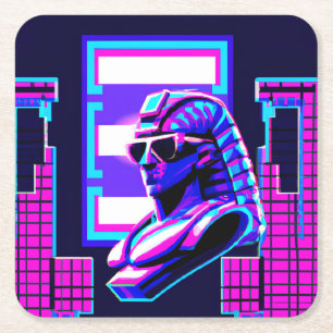 Dessous-de-verre Carré En Papier Pharaoh Synthwave