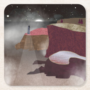 Dessous-de-verre Carré En Papier Phare de Foggy