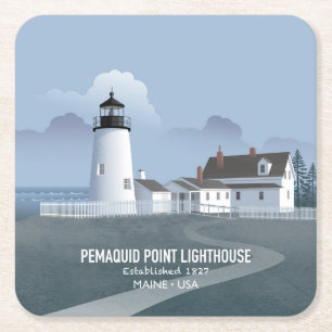 Dessous-de-verre Carré En Papier Phare de Pemaquid Point