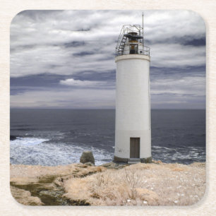 Dessous-de-verre Carré En Papier Phare Galicie, Espagne de Laxe