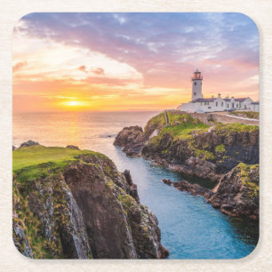 Dessous-de-verre Carré En Papier Phare principal Cie. le Donegal Irlande de Fanad
