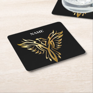 Dessous-de-verre Carré En Papier Phoenix d'or, élégance