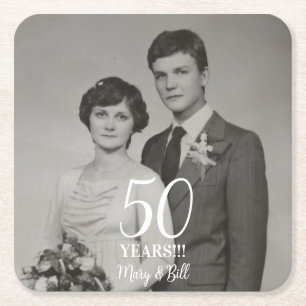 Dessous-de-verre Carré En Papier photo anniversaire de mariage personnalisée modern