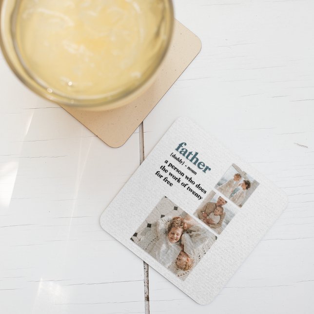 Dessous-de-verre Carré En Papier Photo Collage moderne Happy Fête des pères Cadeau (Créateur téléchargé)