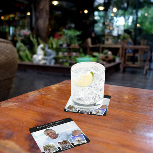Dessous-de-verre Carré En Papier Photo collage noir blanc fête d'anniversaire