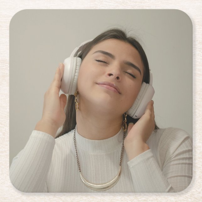 Dessous-de-verre Carré En Papier Photo complète personnalisée (Devant)