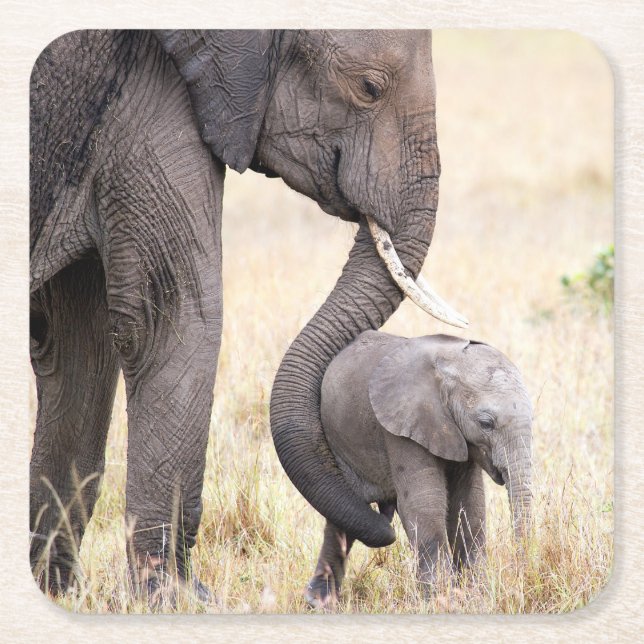 Dessous-de-verre Carré En Papier Photo d'amour maternel (Devant)