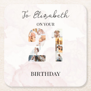 Dessous-de-verre Carré En Papier Photo de famille personnalisée