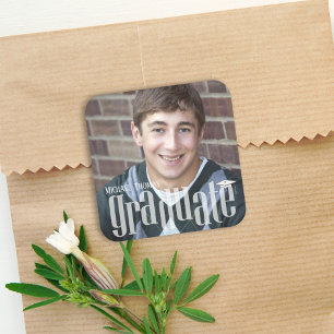 Dessous-de-verre Carré En Papier Photo de remise de diplômes Typographie minimalist