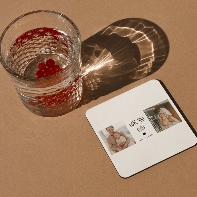 Dessous-de-verre Carré En Papier Photo & Love You Dad Cadeau (Créateur téléchargé)