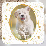 Dessous-de-verre Carré En Papier Photo personnalisée Chien animal de compagnie Anni<br><div class="desc">Puppy Pawty ! Ajoutez la touche finale à votre anniversaire de chiot ou de chien avec cette élégante photo d'animal de compagnie personnalisée en or et des serviettes de parties scintillant stars fête. Ajoutez la photo préférée de votre chiot et personnalisez avec le nom, l'âge anniversaire! Découvrez la collection d'anniversaire...</div>