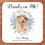 Dessous-de-verre Carré En Papier Photo personnalisée pour animaux de compagnie Euca<br><div class="desc">Bois Sur Moi ! Ajoutez la touche finale à votre mariage avec ces dessous de verre de mariage photo personnalisés. Parfait pour votre mariage après la fête et la réception, et comme faveurs de mariage pour vos invités. Customisez ces dessous de verre de mariage de chien photo avec votre photo...</div>