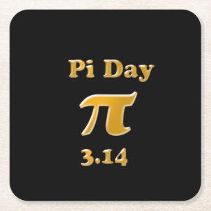 Dessous-de-verre Carré En Papier Pi Day Gold en noir