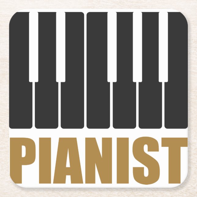 Dessous-de-verre Carré En Papier Pianiste de la typographie moderne (Devant)