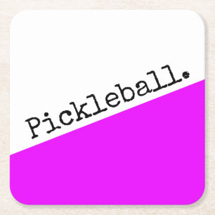 Dessous-de-verre Carré En Papier PICKLEBALL Bright rose blanc mince bloc de couleur