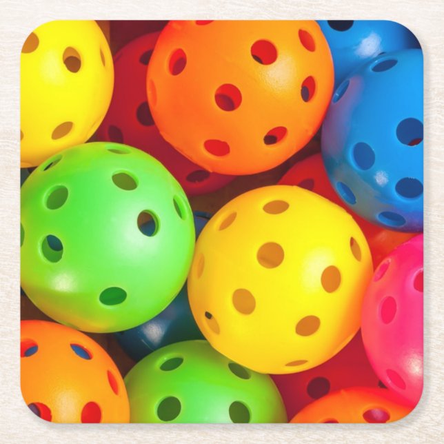 Dessous-de-verre Carré En Papier Pickleball coloré (Devant)