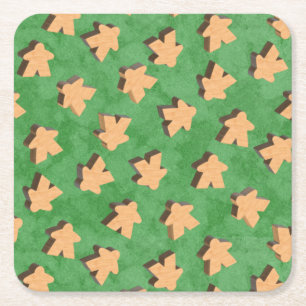 Dessous-de-verre Carré En Papier Pièce de jeu en bois 3D Meeple sur des serviettes 