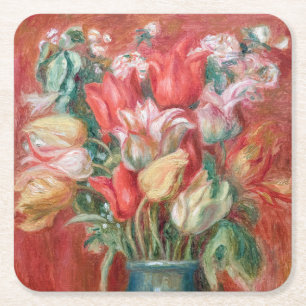 Dessous-de-verre Carré En Papier Pierre-Auguste Renoir - Bouquet de tulipes