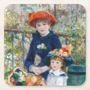 Dessous-de-verre Carré En Papier Pierre-Auguste Renoir - Deux soeurs sur la terrass