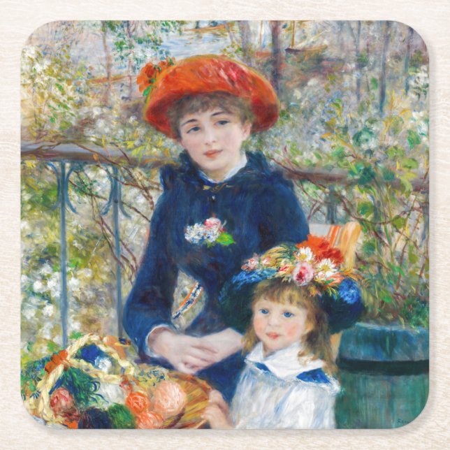 Dessous-de-verre Carré En Papier Pierre-Auguste Renoir - Deux soeurs sur la terrass (Devant)