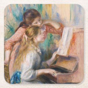 Dessous-de-verre Carré En Papier Pierre Auguste Renoir - Jeunes filles au piano