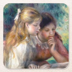 Dessous-de-verre Carré En Papier Pierre-Auguste Renoir - La Lecture