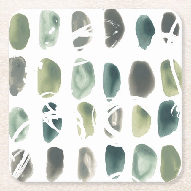 Dessous-de-verre Carré En Papier Pierre de rune - Vert (Devant)