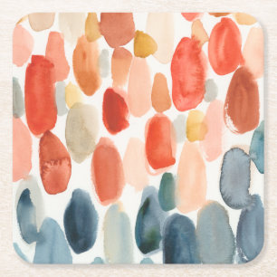 Dessous-de-verre Carré En Papier Pierres de corail et bleues de saison d'agrume -
