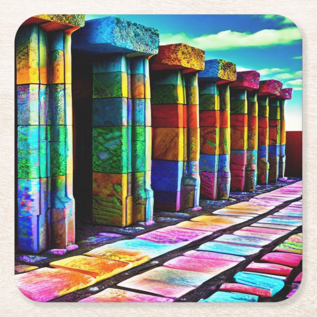 Dessous-de-verre Carré En Papier Pierres psychédéliques (Devant)