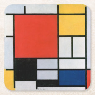 Dessous-de-verre Carré En Papier Piet Mondrian Abstrait