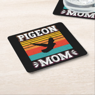 Dessous-de-verre Carré En Papier Pigeon Maman Oiseau Voler Animal mignon Oiseaux Pi