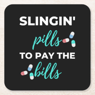 Dessous-de-verre Carré En Papier Pills de slingin pour payer les factures