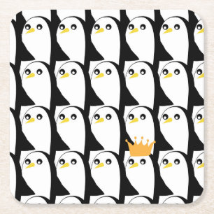 Dessous-de-verre Carré En Papier Pingouin comique : noir blanc Vintage
