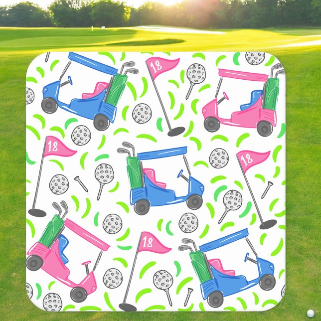 Dessous-de-verre Carré En Papier Pink Blue Green Golf Preppy (Créateur téléchargé)