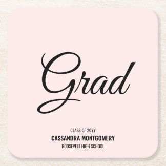 Dessous-de-verre Carré En Papier Pink Blush Modern Graduation Party