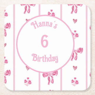 Dessous-de-verre Carré En Papier Pink Bow - coquette preppy