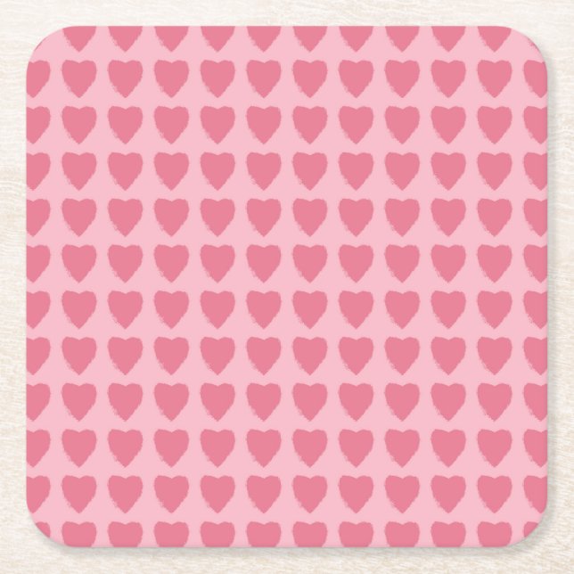 Dessous-de-verre Carré En Papier Pink Hearts Seamless Pattern (Devant)