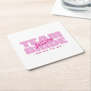 Dessous-de-verre Carré En Papier Pink Team Mariée Pour Être Mariage Bachelorette Do