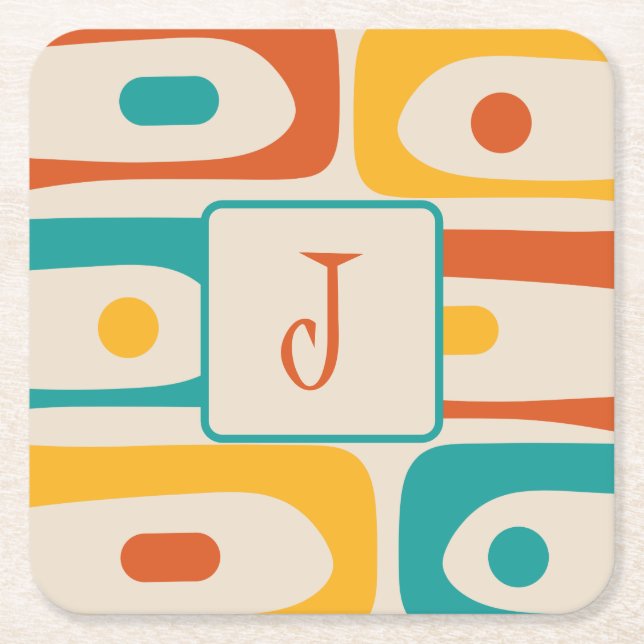 Dessous-de-verre Carré En Papier Piquet moderne du milieu du siècle Abstrait Motif  (Devant)