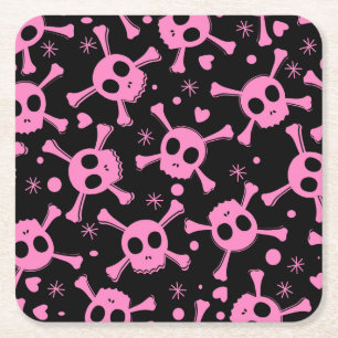 Dessous-de-verre Carré En Papier Pirate Skull : Girlish Hearts Motif