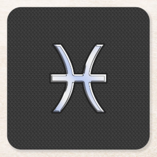 Dessous-de-verre Carré En Papier Pisces Zodiac signe sur Black Snake Décor de peau