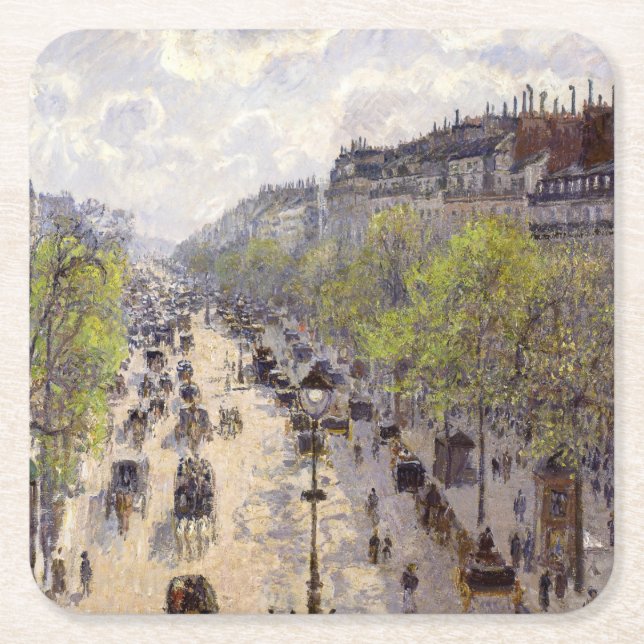Dessous-de-verre Carré En Papier Pissarro - Boulevard Montmartre, Printemps (Devant)