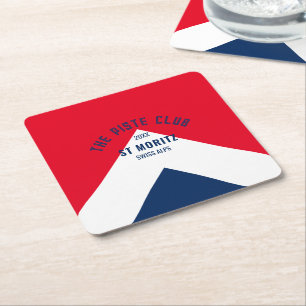 Dessous-de-verre Carré En Papier Piste Club Navy Red Custom Winter Ski Party