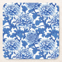 Pivoine bleue et blanche en chinoiserie florale