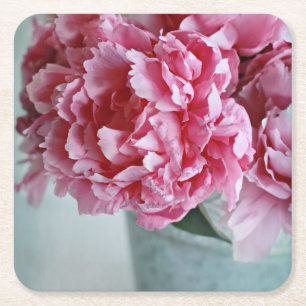 Dessous-de-verre Carré En Papier Pivoines sur le Tableau