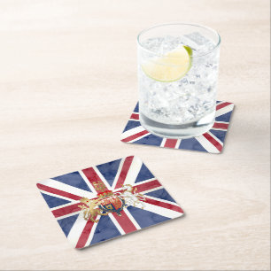 Dessous-de-verre Carré En Papier PIXDEZINES ACRYLQUE UNION JACK et INSIGNE