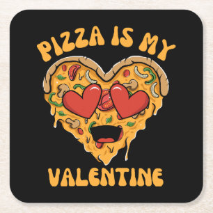 Dessous-de-verre Carré En Papier Pizza Est Ma Saint-Valentin