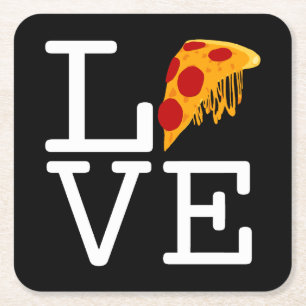 Dessous-de-verre Carré En Papier Pizza Slice Love